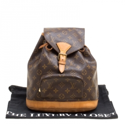 Pre Owned حقيبة ظهر لوي فيتون مونتسوريس جلد وكانفاس مونوغرامية MM