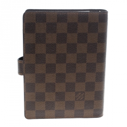 Pre Owned Louis Vuitton Damier Ebene Canvas Medium Ring Agenda Cover