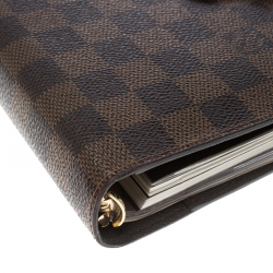 Pre Owned Louis Vuitton Damier Ebene Canvas Medium Ring Agenda Cover