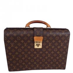 Authentic Louis Vuitton Monogram Serviette Fermoir Briefcase Old M53305 USED