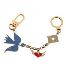 Louis vuitton Heart Ladies Key Ring Bag Charm Gold Authentic