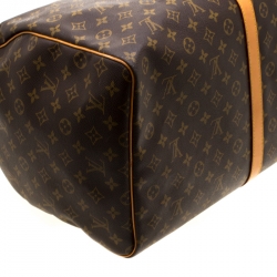 مملوكة مسبقًا Louis Vuitton Brown Monogram Canvas Keepall Bandouliere 60 Bag