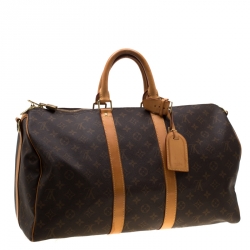Pre Owned Louis Vuitton Monogram Canvas Keepall Bandouliere 45 Bag