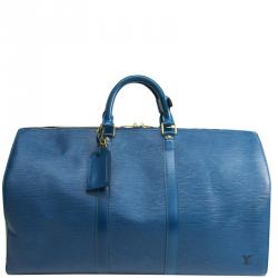 مملوكة مسبقًا Louis Vuitton Toledo Blue Epi Leather Keepall 50 Bag