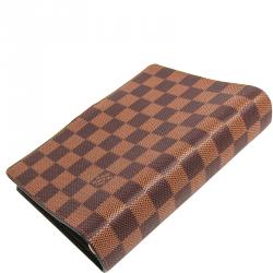 Pre Owned Louis Vuitton Damier Ebene Canvas Medium Ring Agenda Cover