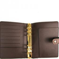 Pre Owned Louis Vuitton Damier Ebene Canvas Medium Ring Agenda Cover