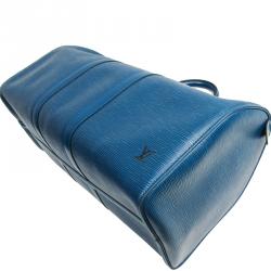 Pre Owned Louis Vuitton Toledo Blue Epi Leather Keepall 45 Bag