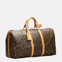 Pre Owned Louis Vuitton Brown Monogram Keepall Bandouliere 50