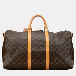 Pre Owned Louis Vuitton Brown Monogram Keepall Bandouliere 50