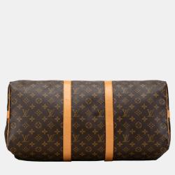 Pre Owned Louis Vuitton Brown Monogram Keepall Bandouliere 50