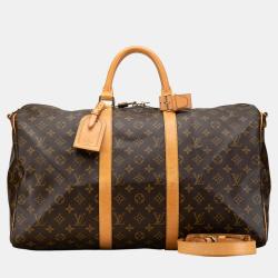 Pre Owned Louis Vuitton Brown Monogram Keepall Bandouliere 50