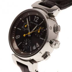 Louis Vuitton Brown Stainless Steel Tambour Women's Wristwatch 34MM
