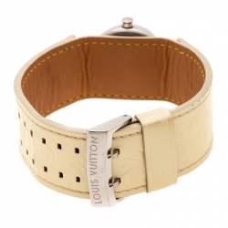 Louis Vuitton Mother of Pearl Stainless Steel Tambour Q121C Women's Wristwatch 28 mm
