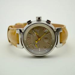 Louis Vuitton Yellow Tambour Chronograph Womens Wristwatch 