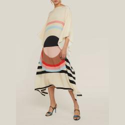 Louisa Parris Cream Emilie Graphic Print Silk Kaftan Size OS