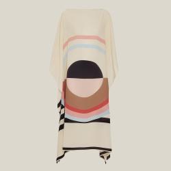 Louisa Parris Cream Emilie Graphic Print Silk Kaftan Size OS