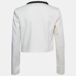 Love Moschino White Cotton Chain Detail Cropped Jacket M
