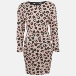 Love Moschino Pink Floral Print Cotton Jersey Mini Dress S