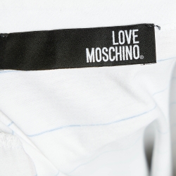 Love Moschino White & Grey Book Paper Printed Cotton Knit T-Shirt Dress M