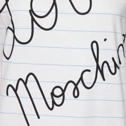 Love Moschino White & Grey Book Paper Printed Cotton Knit T-Shirt Dress M