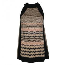 Pre Owned M Missoni Multicolor Textured Lurex Knit Sleeveless High Neck Top M