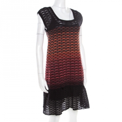 Pre Owned M Missoni Multicolor Fish Scale Patterned Knit Flounce Dress S