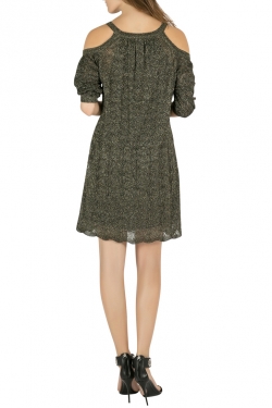 Pre Owned M Missoni Metallic Bronze Gold Knit Cold Shoulder Shift Dress S