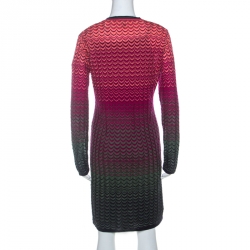 Pre Owned M Missoni Multicolor Ombre Pattern Knit V Neck Dress M 
