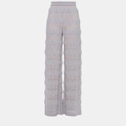 Pre Owned M Missoni Wool Wide Leg Pants IT 40