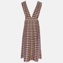 Pre Owned M Missoni Multicolor Patterned Lurex Knit Midi Dress M