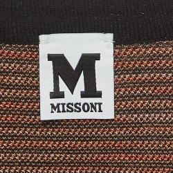 Pre Owned M Missoni Brown Floral Intarsia Knitted Long Sleeve Midi Dress L