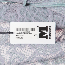 M Missoni Blue Sea Shell Pattern Lurex Knit Cap Sleeve Top M