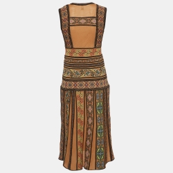 Pre Owned M Missoni Brown Patterned Wool Blend Knit Midi Dress S