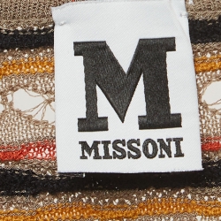 Pre Owned M Missoni Beige Eyelet Patterned Knit Cardigan M