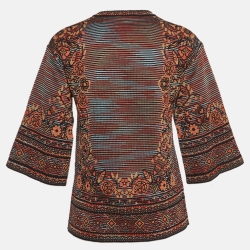 Pre Owned M Missoni Multicolor Patterned Knit Bell Sleeves Top S