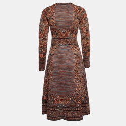 Pre Owned M Missoni Multicolor Patterned Knit Long Sleeve Midi Dress M
