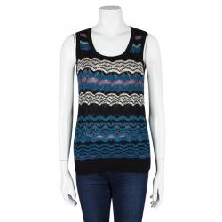 Pre Owned M Missoni Multicolor Perforated Knit Sleeveless Sweater S
