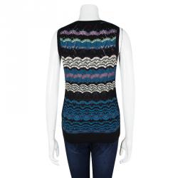 Pre Owned M Missoni Multicolor Perforated Knit Sleeveless Sweater S