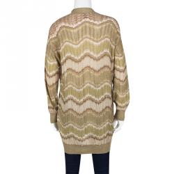 Pre Owned كارديغان أم ميزوني تريكو لاركس متعدد الألوان بنمط مموج أزرار أمامية M