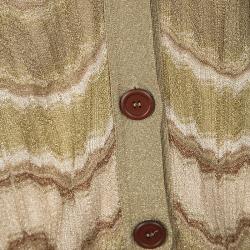 Pre Owned كارديغان أم ميزوني تريكو لاركس متعدد الألوان بنمط مموج أزرار أمامية M