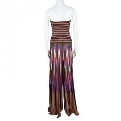 Pre Owned M Missoni Multicolor Lurex Knit Tube Top and High Waist Pants Set M