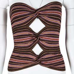 Pre Owned M Missoni Multicolor Lurex Knit Tube Top and High Waist Pants Set M