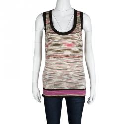 Pre Owned M Missoni Multicolor Striped Knit Top and Cardigan Set L