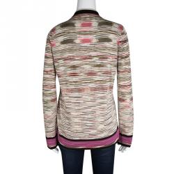 Pre Owned M Missoni Multicolor Striped Knit Top and Cardigan Set L
