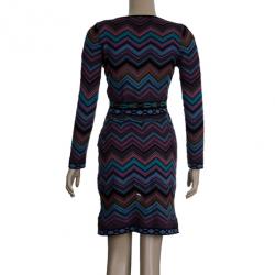 مملوكة مسبقًا M Missoni Wool Blend Zig Zag Print Dress M