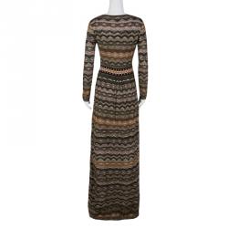 Pre Owned فستان ماكسي أم ميزوني تريكو لوريكس متعدد الألوان بأكمام طويلة S