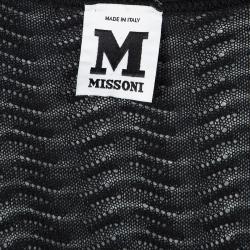 Pre Owned M Missoni Black Wool Contrast Trim Open Front Cardigan S