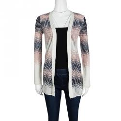 مملوكة مسبقًا كارديغان أم ميزوني تريكو نمط مموج متعدد الألوان مفتوح S