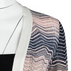 مملوكة مسبقًا كارديغان أم م يزوني تريكو نمط مموج متعدد الألوان مفتوح S