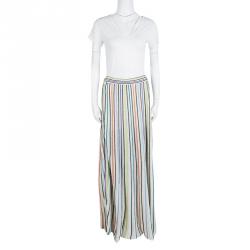 Pre Owned M Missoni Multicolor Vertical Striped Lurex Knit Maxi Skirt L